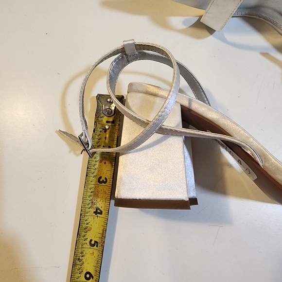 Asos White Satin Block heels Ankle Wrap sandals size 8 - Picture 7 of 14